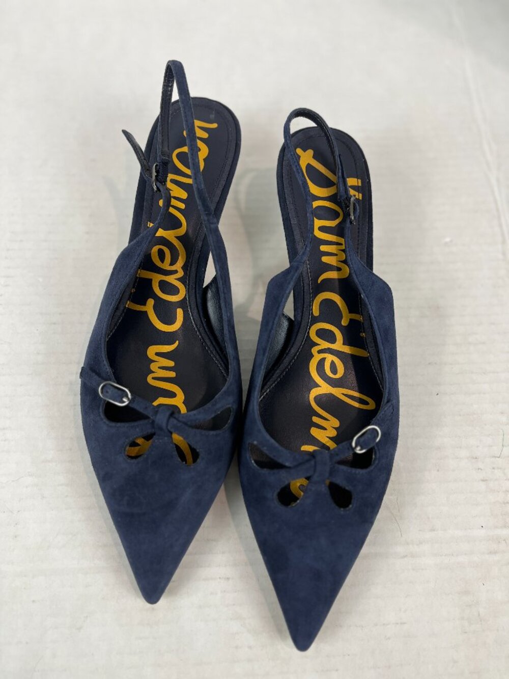 Women's Blue suede Sam Edelman sling back kitten heels, Size US 11 - Picture 4 of 5
